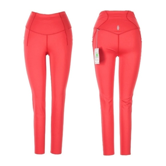 FP Movement Cayenne Red Set The Pace High Rise Ankle Leggings Size XS NWT - Picture 1 of 9